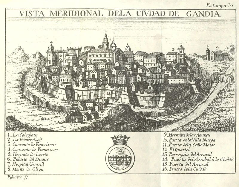 Grabado histórico de Gandia